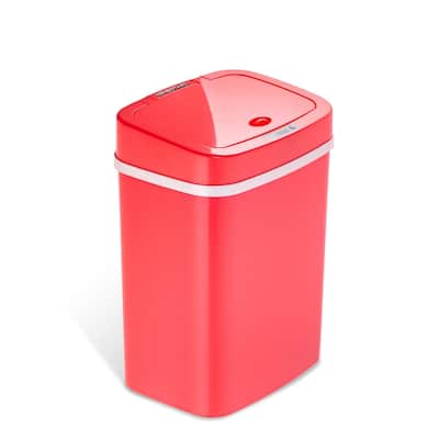 NINESTARS 3.2 Gallon Red Rectangular Motion Sensor Trash Can
