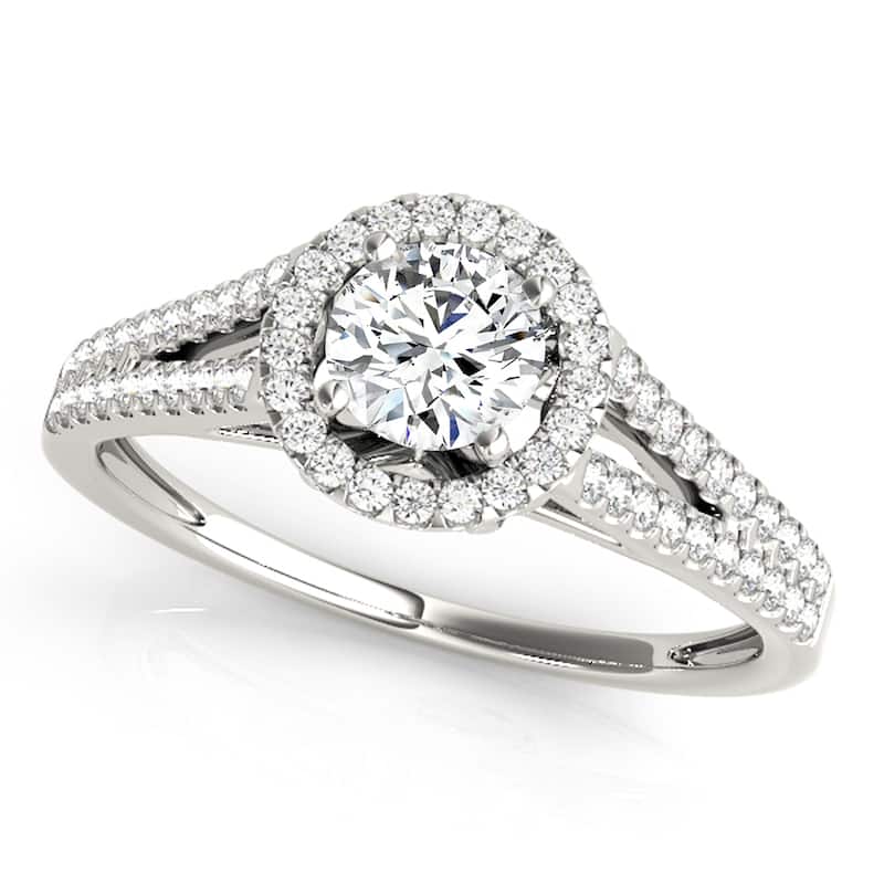 Auriya 14k White Gold Lab Grown Round Diamond Halo Engagement Ring 0.50 to 5.00 ct. tw. (F-G VS) - 1.00 ct. center - 6