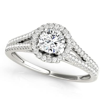 Auriya 14k White Gold Lab Grown Round Diamond Halo Engagement Ring 0.50 to 5.00 ct. tw. (F-G VS)