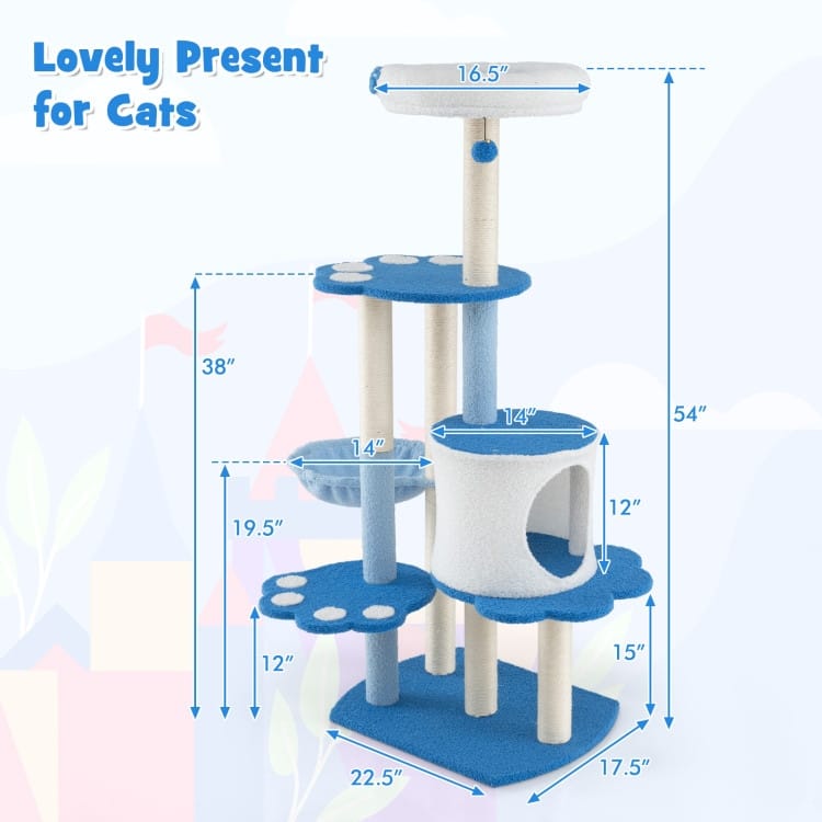 54 Inches Tall Modern Cat Tree Tower for Indoor Cats