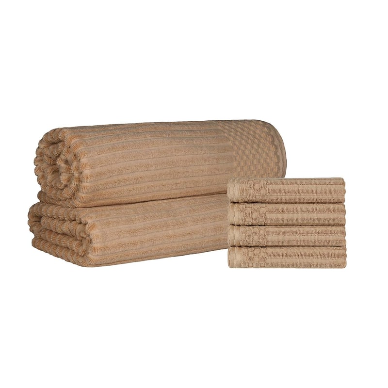 Ribbed Cotton Absorbent Heavyweight Hand Towel and Bath Sheet Set by Superior