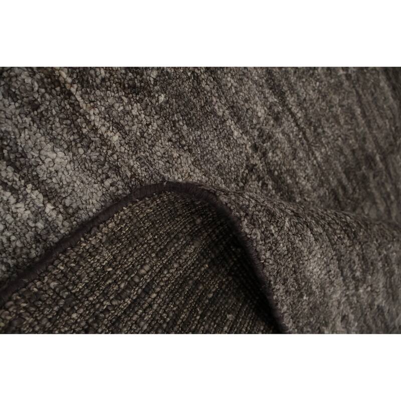 Hand Knotted Oriental 100% Wool Carpet Tribal Contemporary Greys & Charcoal Gabbeh Area Rug - 9' 8'' X 7' 9''