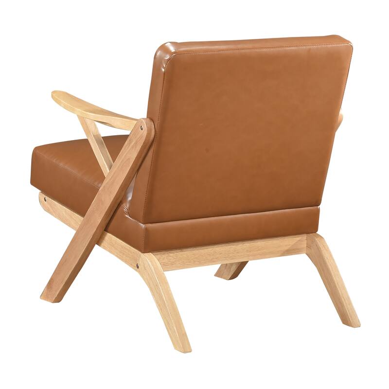 Rhys 26.5" Faux Leather Accent Chair - Solid Rubberwood Frame