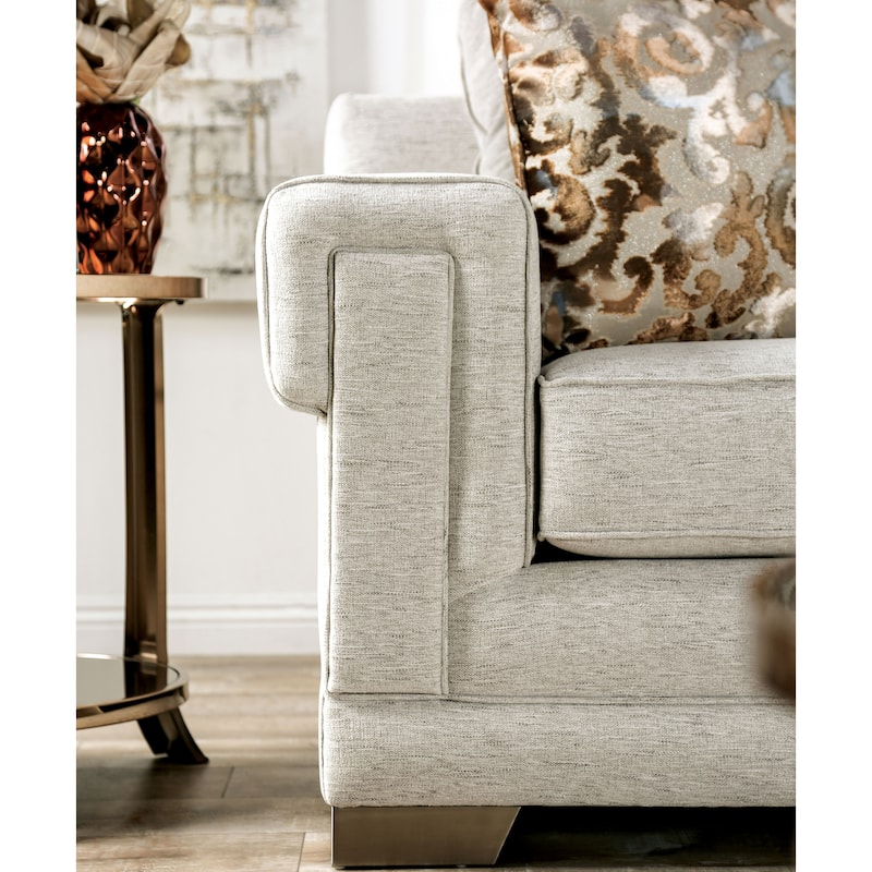 Grett Transitional Grey Wood Padded Loveseat by Furniture of America