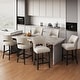 preview thumbnail 43 of 59, Upholstered Counter Height Bar Stools with wood legs for Kitchen Island Dining Room Set of 6 - Beige