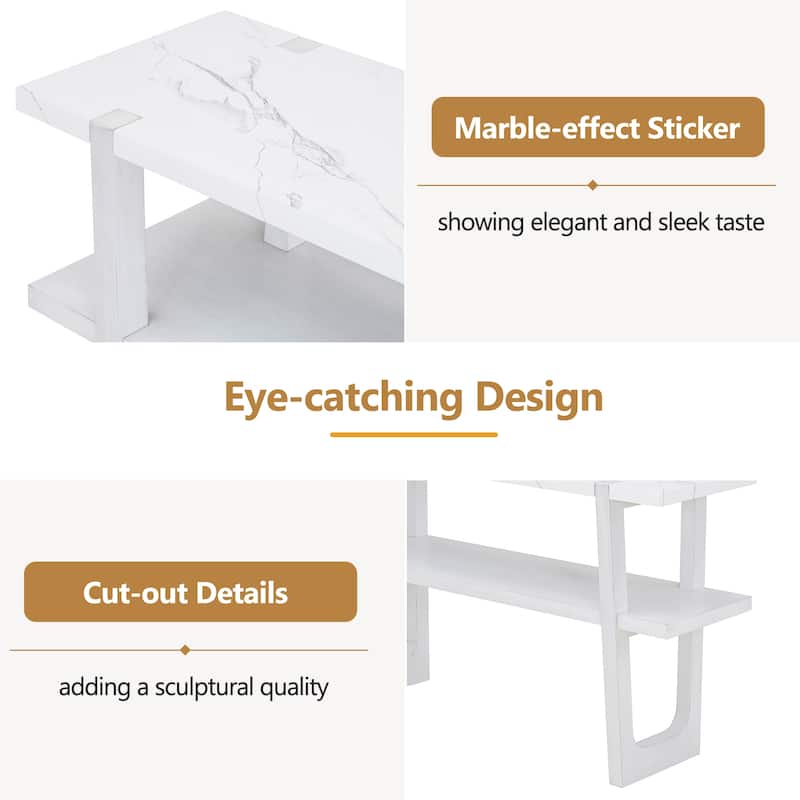 Retro Narrow Console Table with Open Shelf
