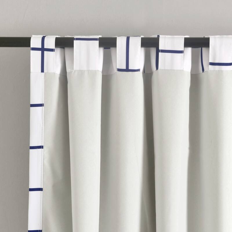 Lush Decor Urban Square Grid 100 Percent Lined Back Tab/Rod Pocket Blackout Window Curtain Panels Set