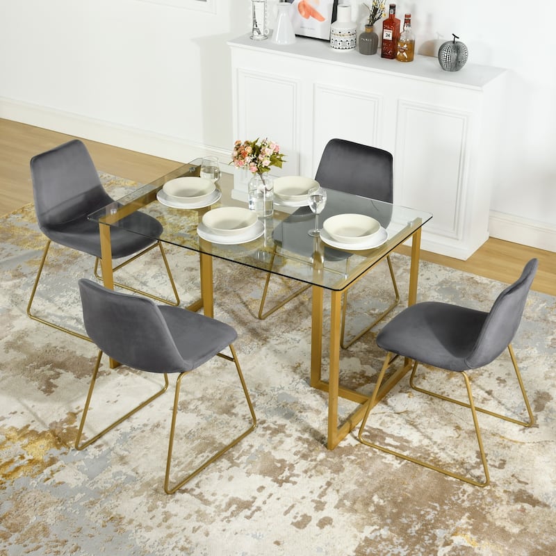 Homylin Batassel Velvet Dining Chairs, Upholstered Reception Chairs, with Metal Legs for Home Kitchen, Living Room(set of 2)