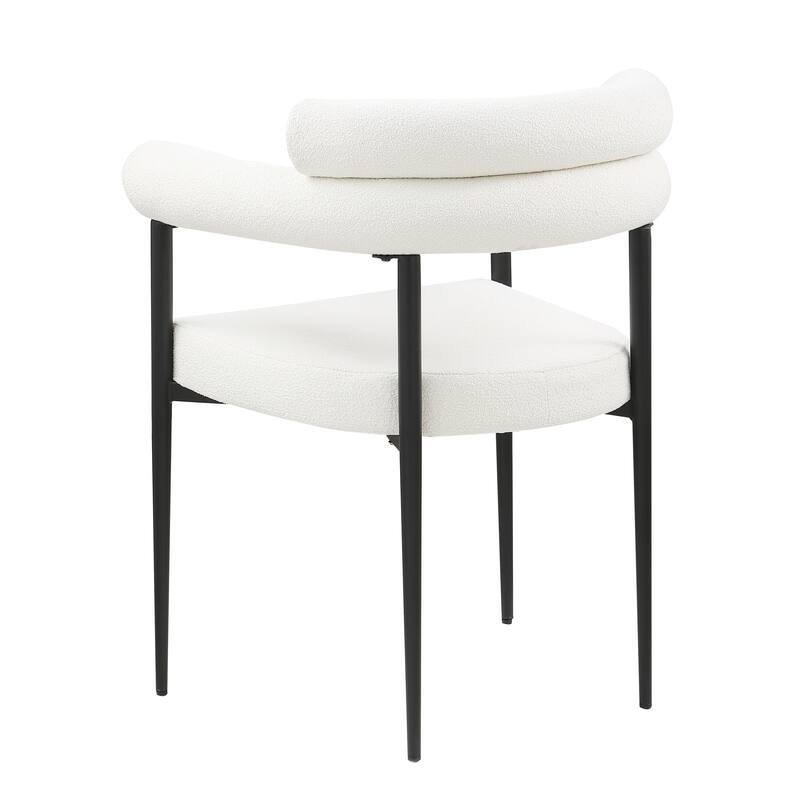 Dining Chairs Set of 2, Kitchen Dining Room Chairs, Round Boucle Backrest Sherpa Dining Chair with Brushed Bronze Metal Legs