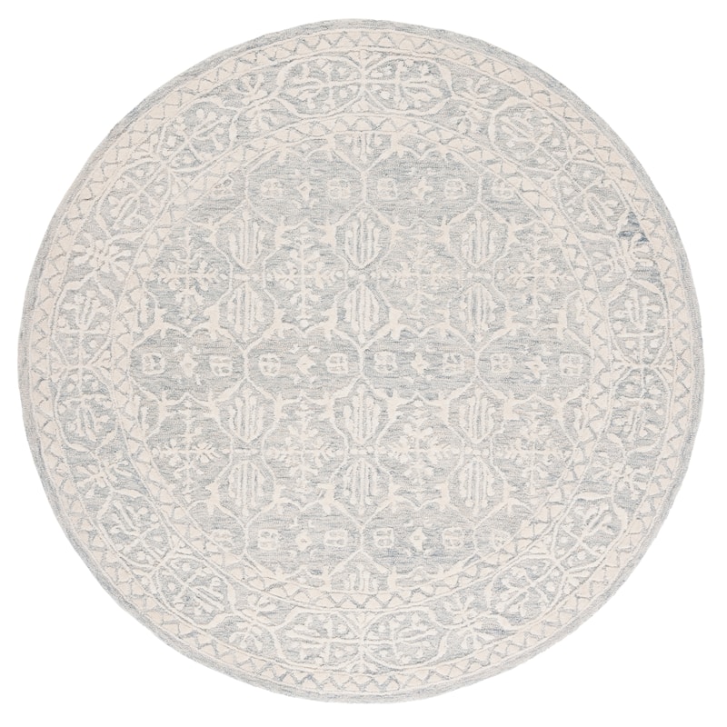 SAFAVIEH Handmade Metro Heidur Wool Rug - 6' Round - Light Grey/Ivory