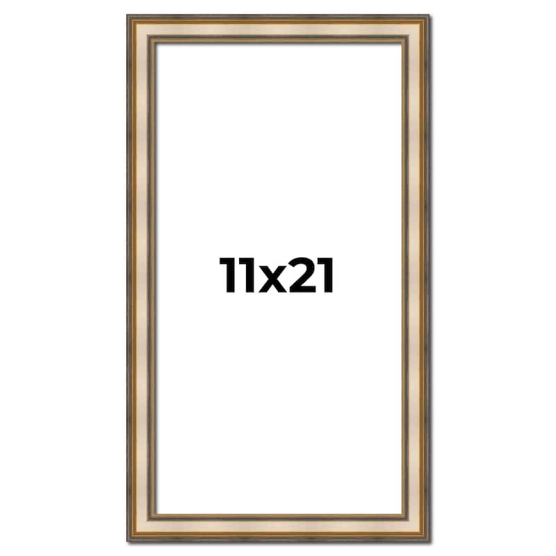 11x21 Frame Gold Solid Wood Shadow Box Width 1.5 Inches | Interior Frame Depth 2 3/8 Inches