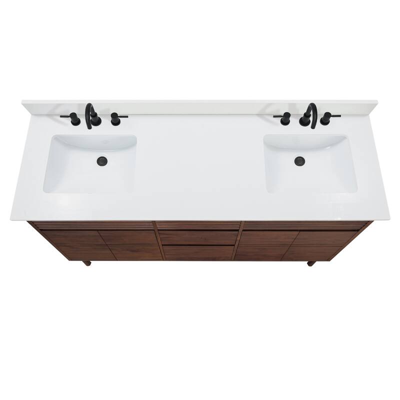 Avanity Carina Bathroom Vanity in Coffee Teak with White Engineered Stone Top