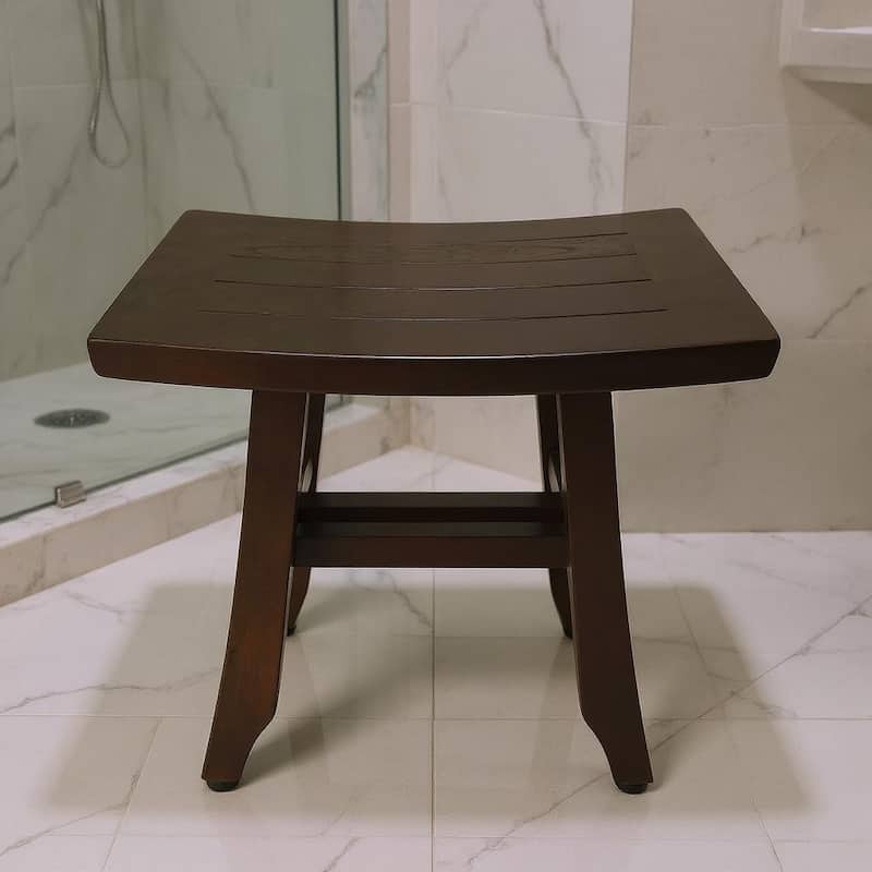 HomeRoots 14" Brown Teak Shower Bench