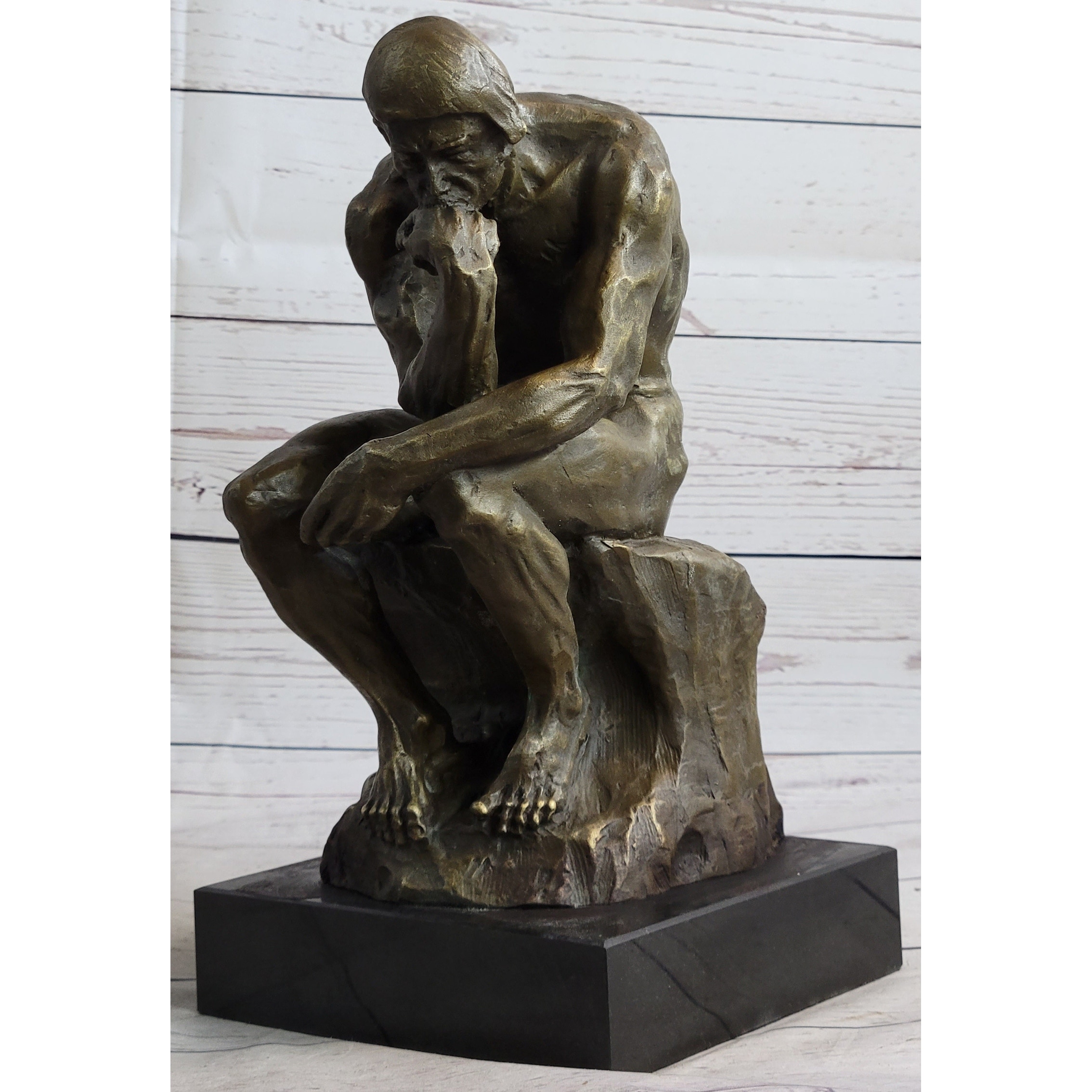 The Thinker Thinking Man By Auguste Rodin Bronze Metal Sculpture Statue Art 12 Inches X 6 Inches