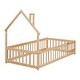 preview thumbnail 8 of 27, Twin Size Pine Wood House-Shaped Headboard Floor Bed with Fence for Kids, Boys and Girls