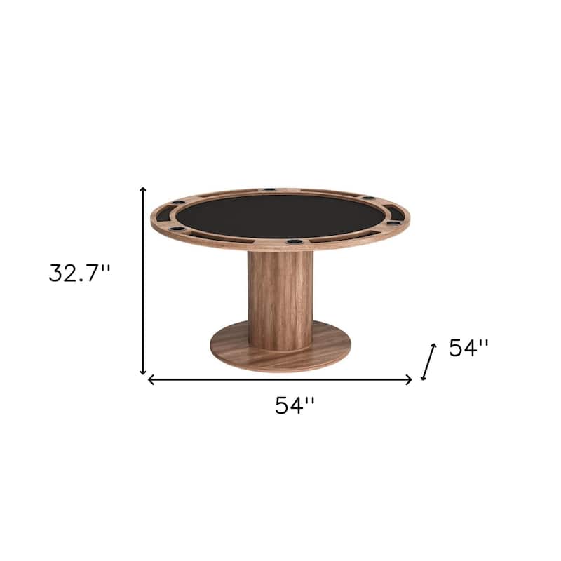 HomeRoots 54" Natural And Black Round Convertible Game Table - 54.00 in. x 32.70 in. x 54.00 in.