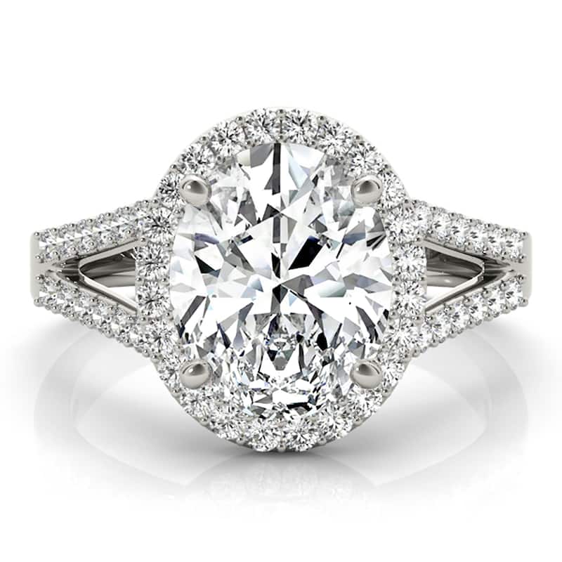 Auriya 14k White Gold Lab Grown Oval Diamond Halo Engagement Ring 0.50 to 5.00 ct. tw. (F-G VS)