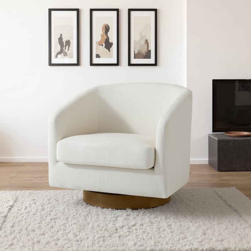 Faux Leather Wide Seat Swivel Barrel Chair