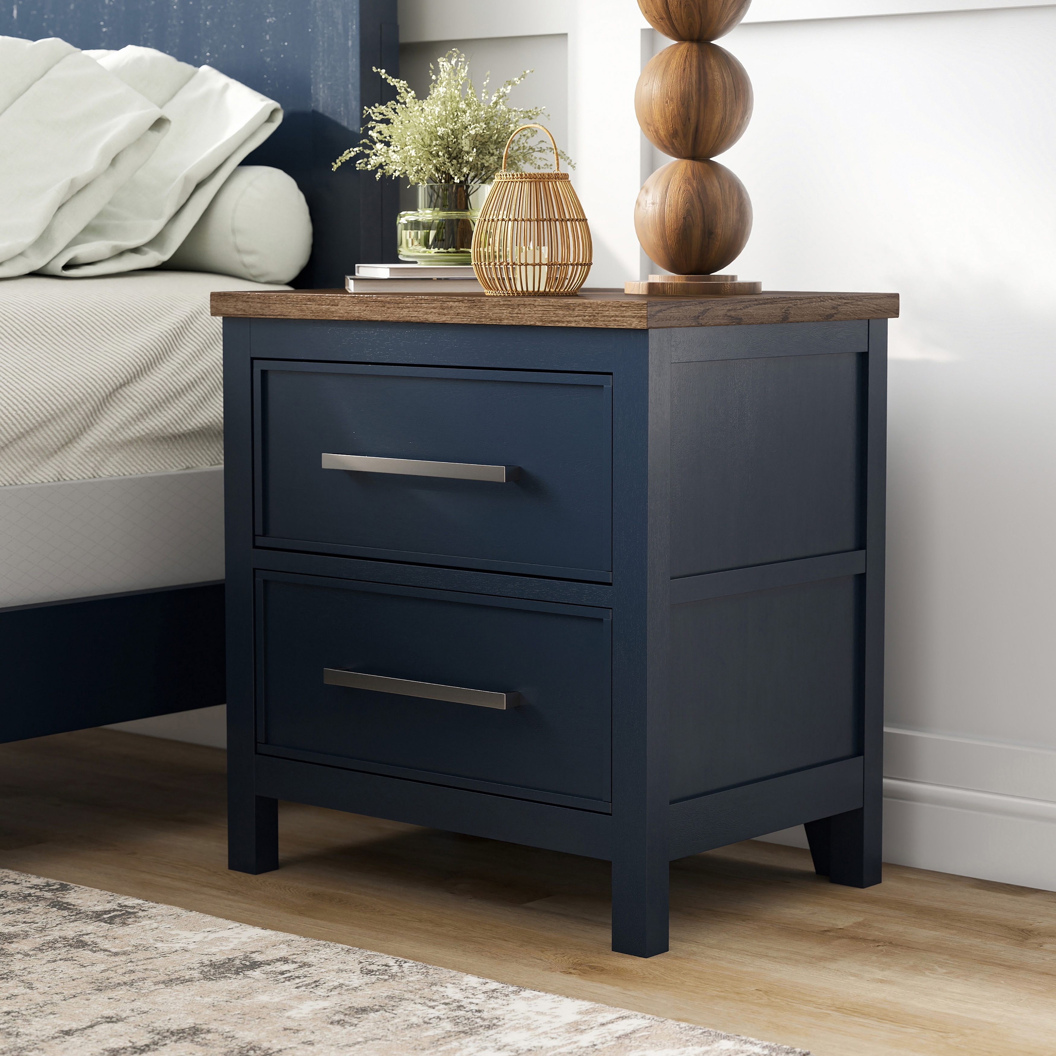 Furniture of America Althea Modern Farmhouse 2-Drawer Solid Wood Nightstand