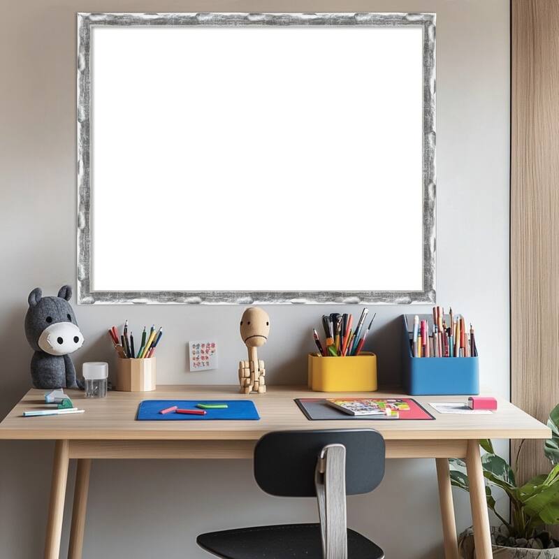 Amanti Art Scratched Wave Chrome Framed Dry Erase Magnetic Board