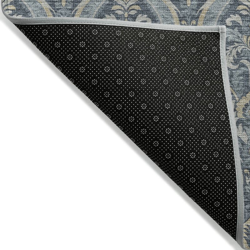 Machine Washable Indoor/ Outdoor Damask Chantille Rug