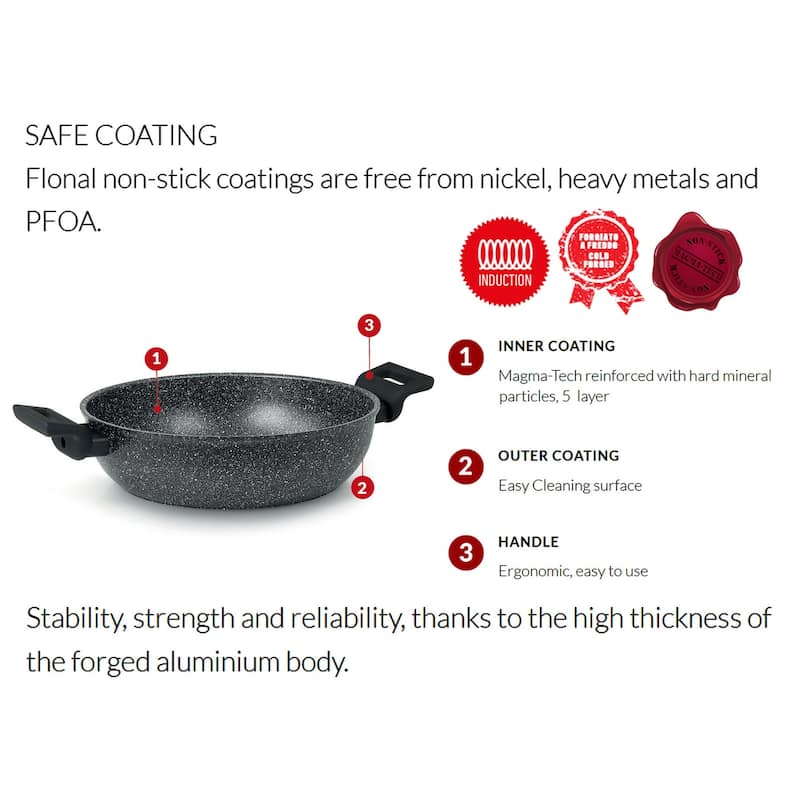 Flonal PIETRA LAVICA Non-Stick Deep Frying Pan with Two Side Handles