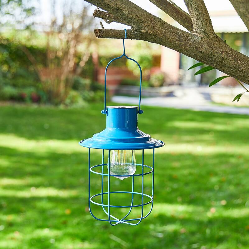 Glitzhome 9.75"H Metal Wire Solar Powered Outdoor Hanging Lantern