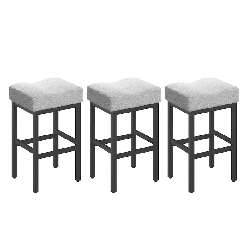 XINMICS Bar Stools, 27 Inches Modern Counter Height Bar Stools, Metal Legs Backless Upholstered Saddle Stool Chair