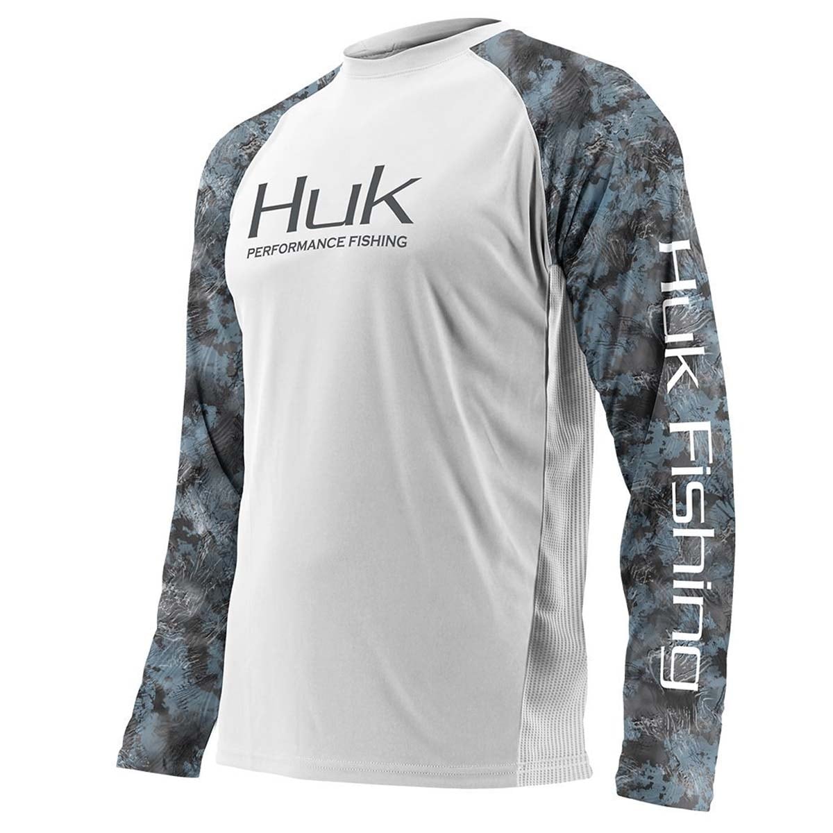 Medium Huk Mens Double Header Vented Long Sleeve Shirt Black//Elements Red