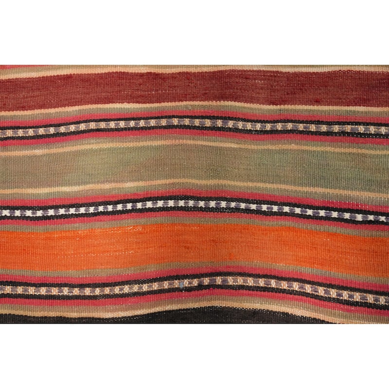 Hand Woven Oriental 100% Wool Carpet Southwestern Geometric Multi-Colored Kilim Area Rug - 6' 10'' X 5' 1''