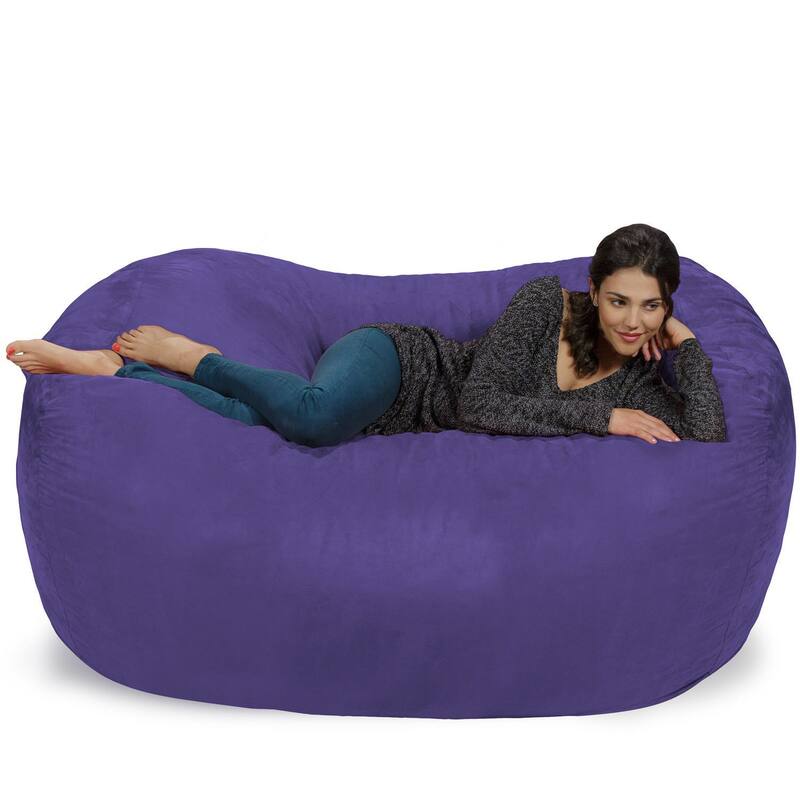 Large Memory Foam Microsuede Bean Bag Chair Loveseat - Purple Micro Suede