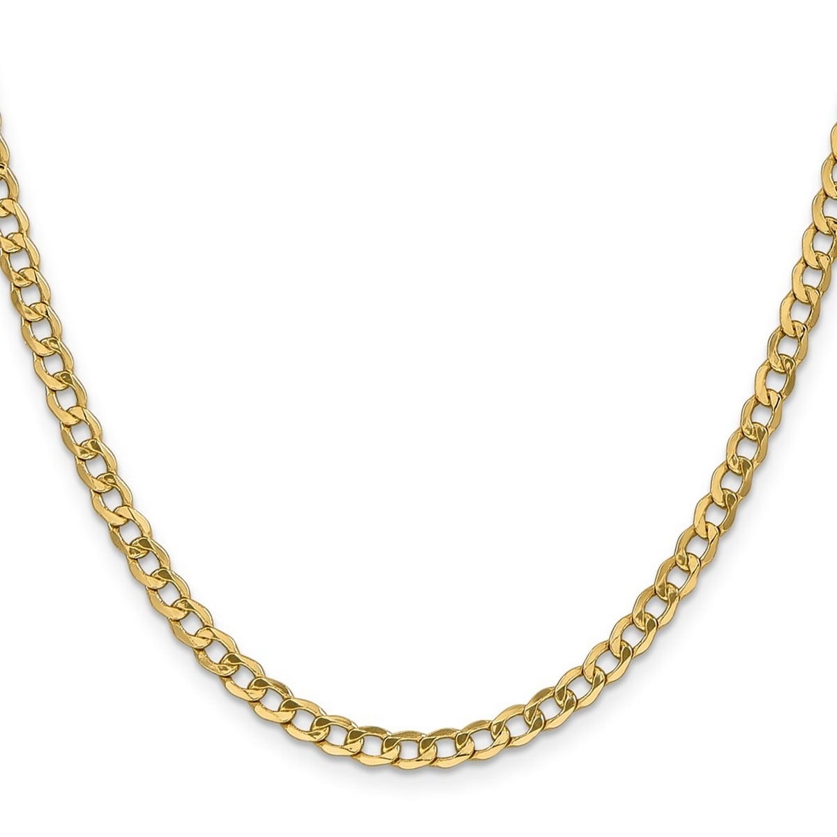 Curata 10k Yellow Gold 4.3mm Semi Solid Curb Link Chain Bracelet