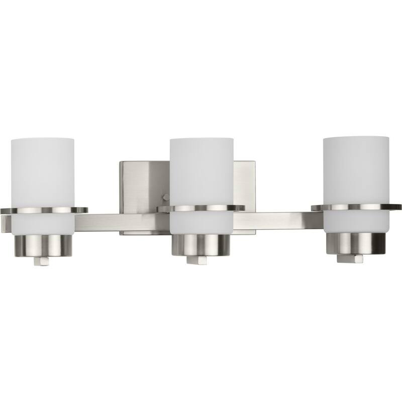 Reiss Collection Three-Light Modern Farmhouse Brushed Nickel Vanity Light - 22.75 in x 5.75 in x 7 in - 22.75 in x 5.75 in x 7 in