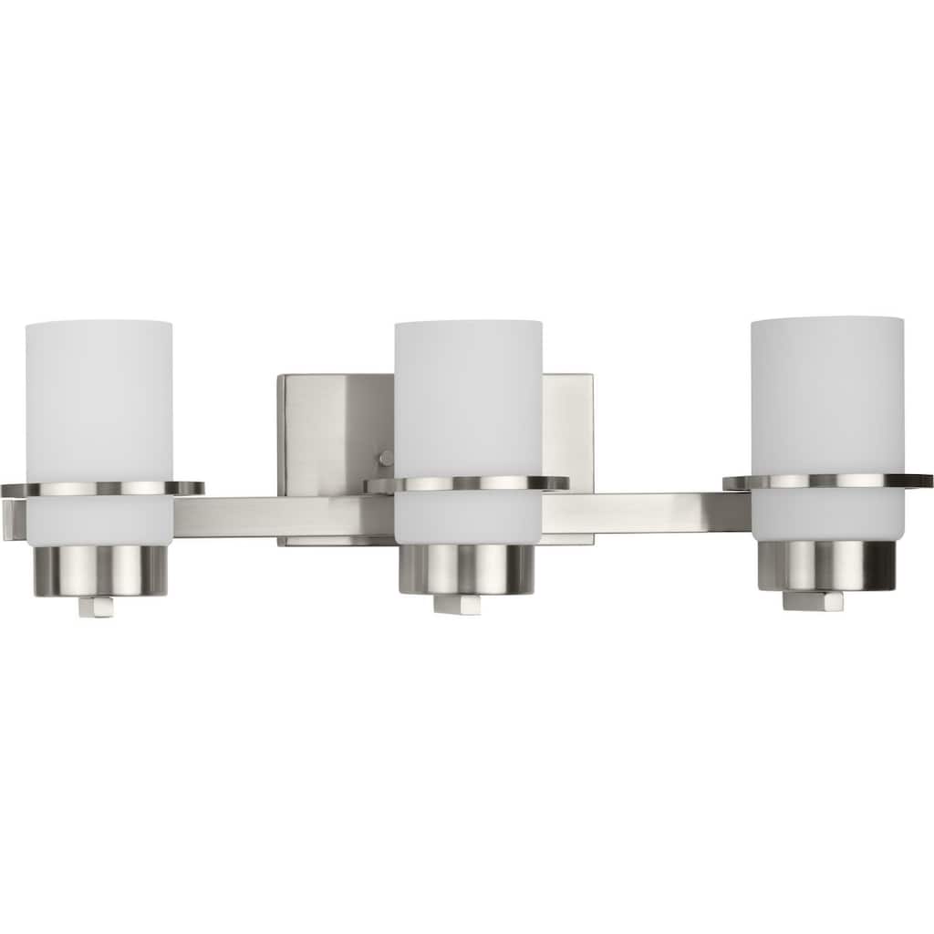Reiss Collection Three-Light Modern Farmhouse Brushed Nickel Vanity Light - 22.75 in x 5.75 in x 7 in