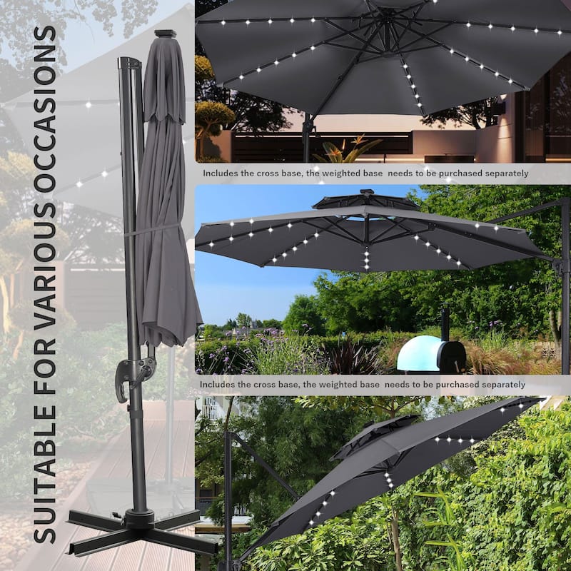 Ainfox 10ft Patio Umbrella with Lights 3-Tier Octagonal Outdoor Solar Umbrella (No Base)