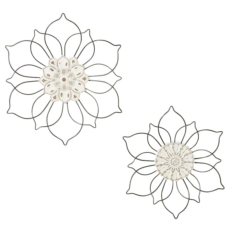 Metal Floral Home Wall Decor - Set of 2 Black - Roche River Decor - Black