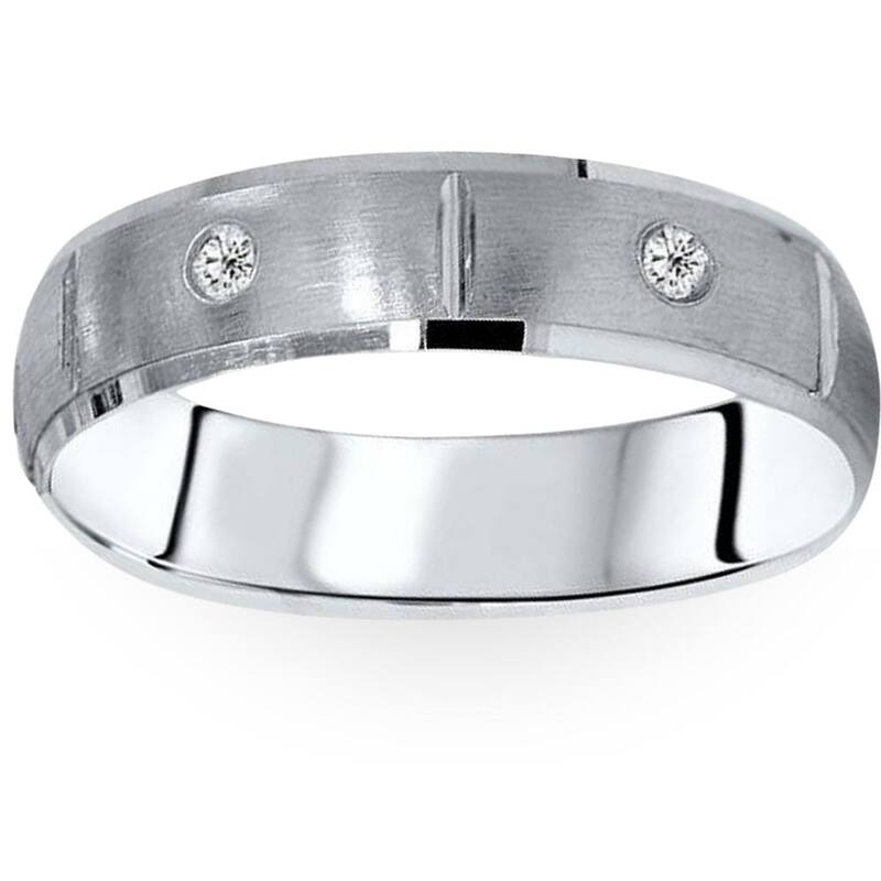 Mens Comfort Fit Bezel Diamond Wedding Band Ring