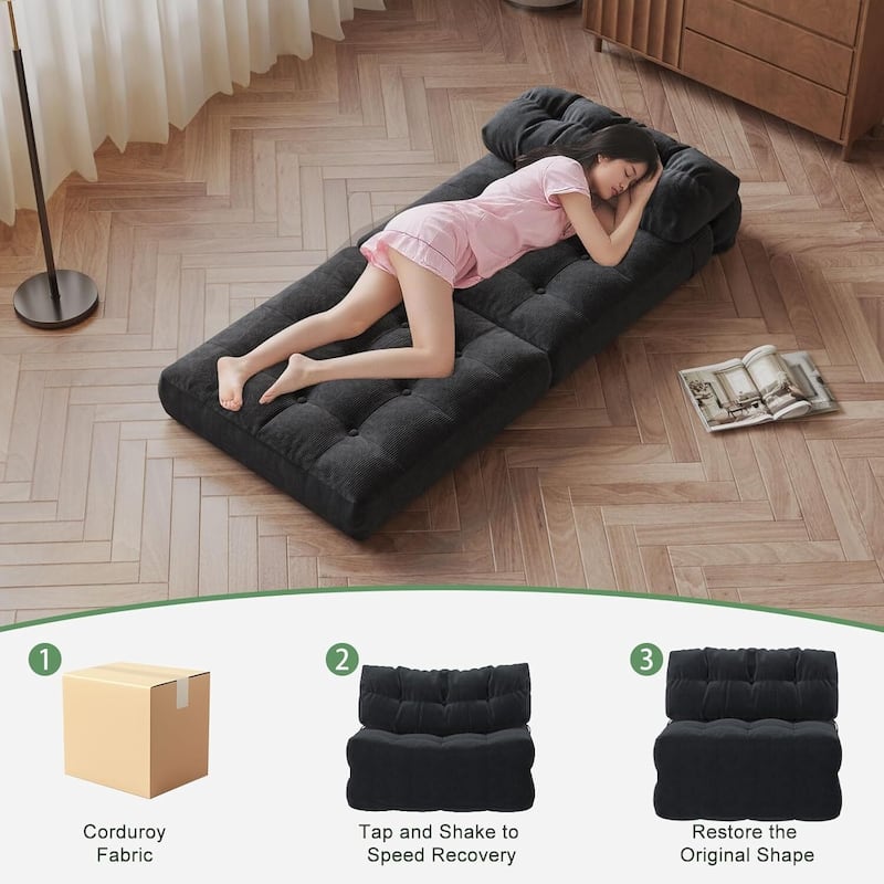 Portable Floor Folding Sofa Bed, Convertible Sleeper Chair for Living Room