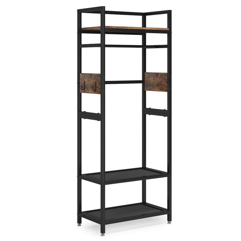 22" Rustic Brown & Black Small Clothes Rack