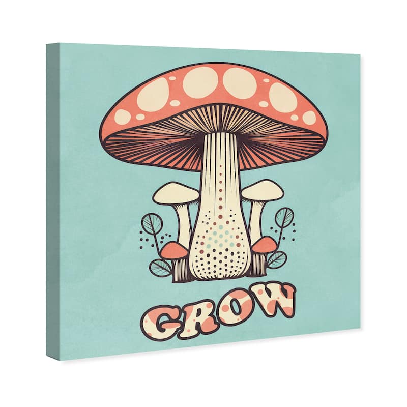 Wynwood Studio Canvas Education and Office Grow Mushroom Red and Light Red Modern & Contemporary Wall Art Canvas Print