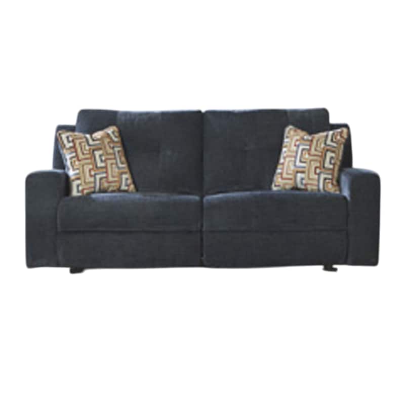 Genna Manual Reclining Sofa, Navy Blue Polyester, 2 Pillows, 87 Inch