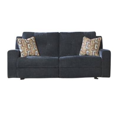 Genna Manual Reclining Sofa, Navy Blue Polyester, 2 Pillows, 87 Inch