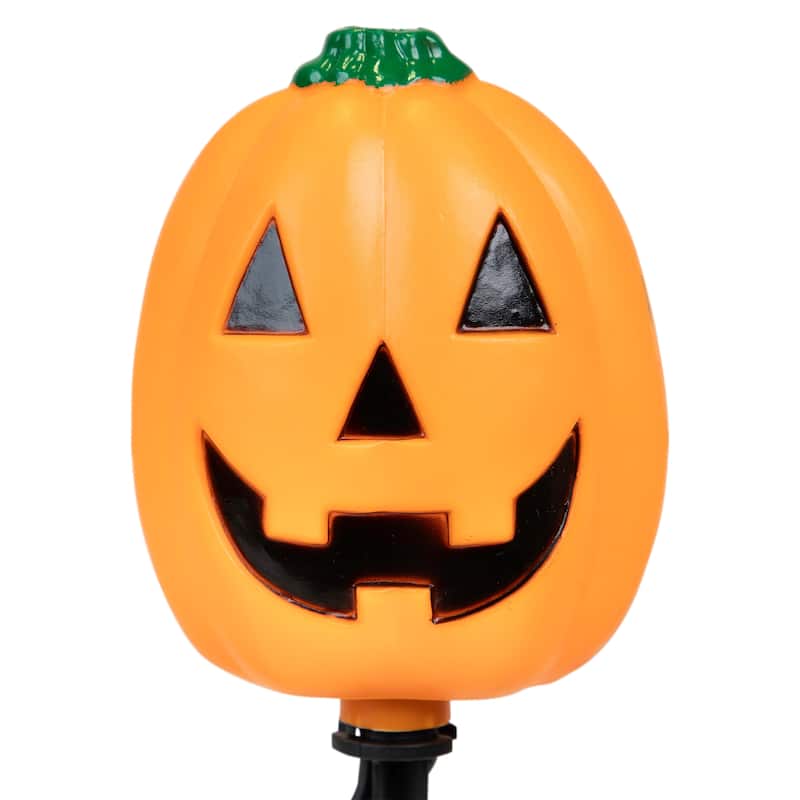 5 Jack-O-Lantern Shaped Halloween Pathway Markers - 3.75ft Black Wire