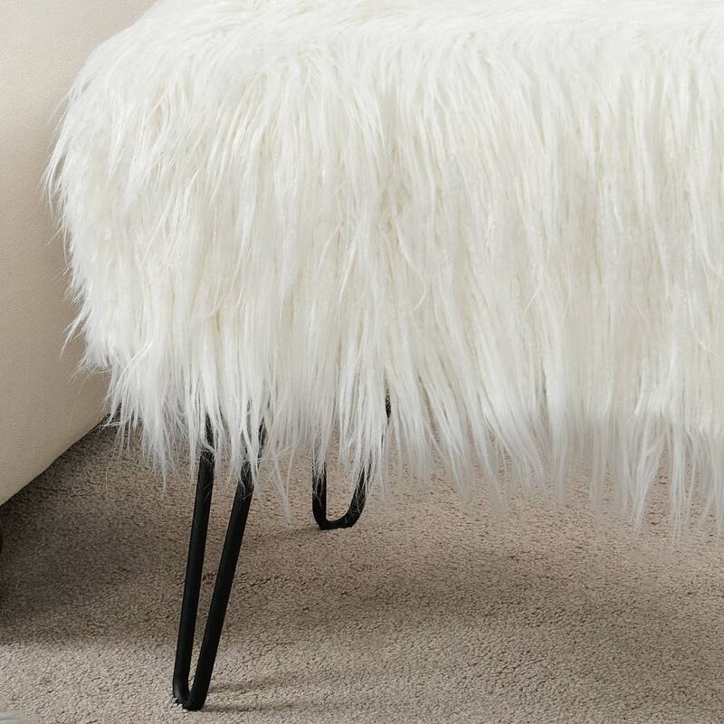 Mongolian Fauxfur Ottoman