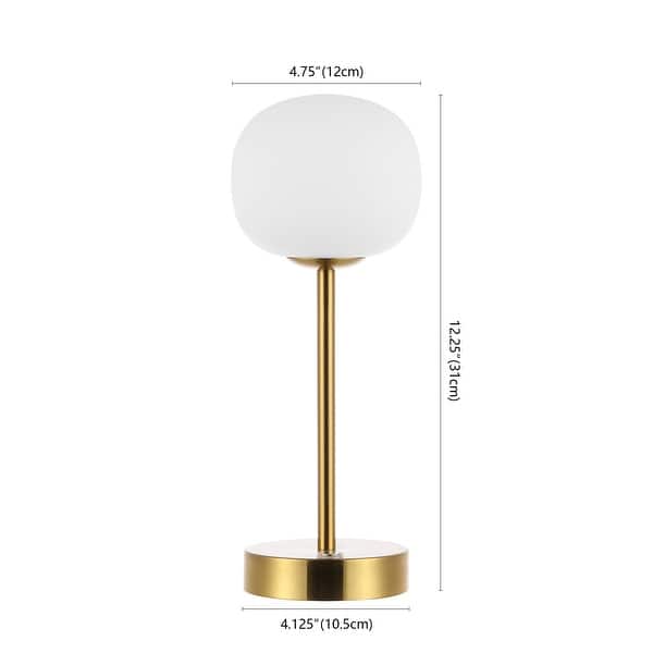 dimension image slide 0 of 6, Xavier 12.25" Modern Minimalist Iron Wireless Rechargeable Integrated LED Table Lamp, Nickel/White by JONATHAN Y