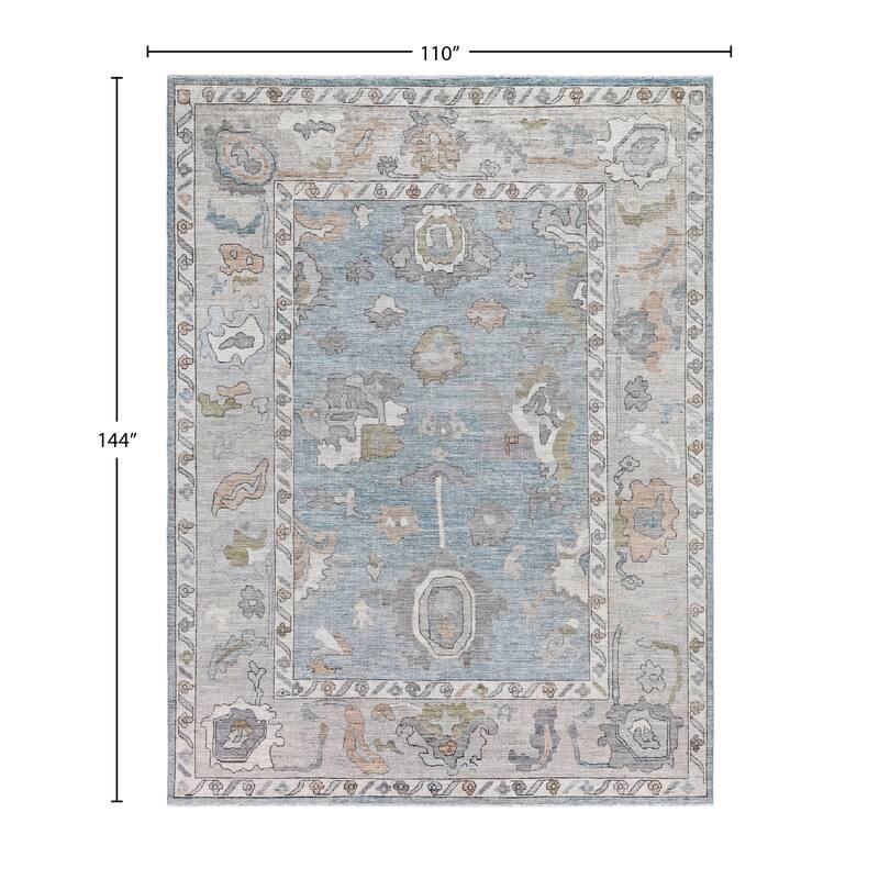 Oushak One-of-a-Kind Hand-Knotted Area Rug - Blue - 9' 2" x 12' 0"