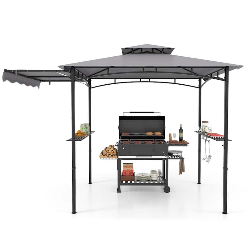 Gymax 11 x 5 FT Grill BBQ Gazebo w/ Side Awning Double-Tiered Top 2