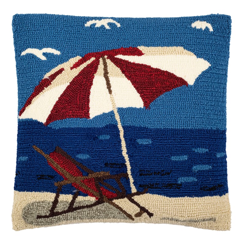 SAFAVIEH Frid Beach Lounge 20-inch Marine / Red Decorative Throw Pillow (Set of 2)
