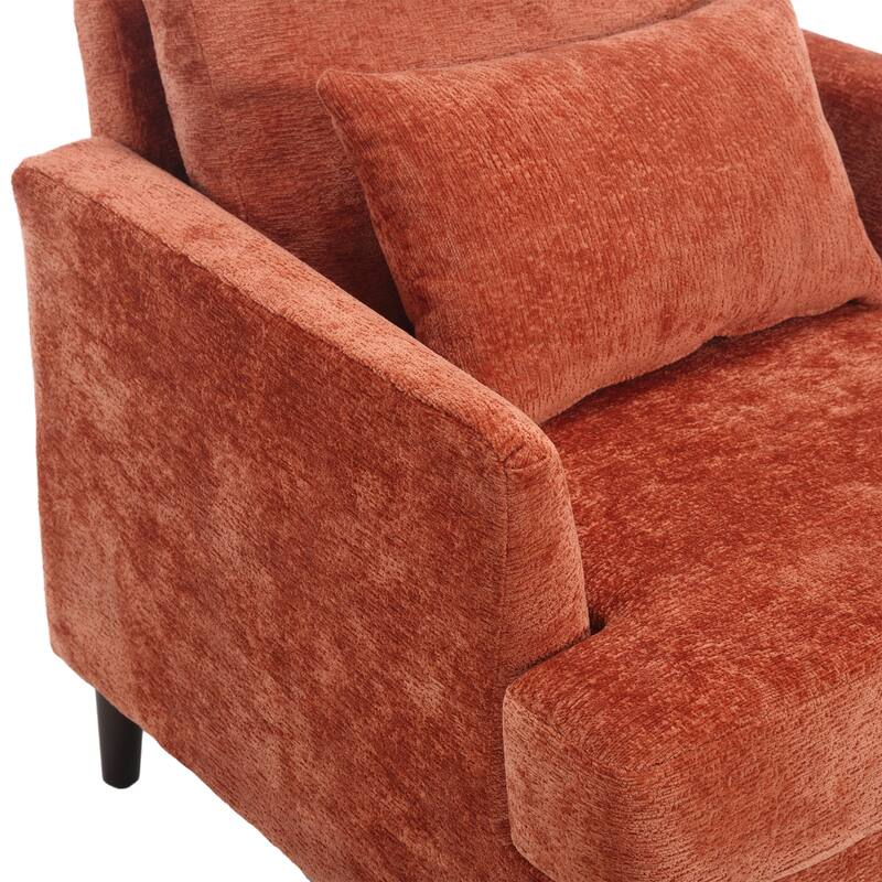 29.53" Chenille Upholstered Arm Chair with Pillows