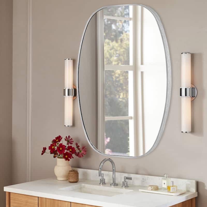 Oval Wall Mirror Bathroom Mirror for Over Sink - 30"X40" - Silver